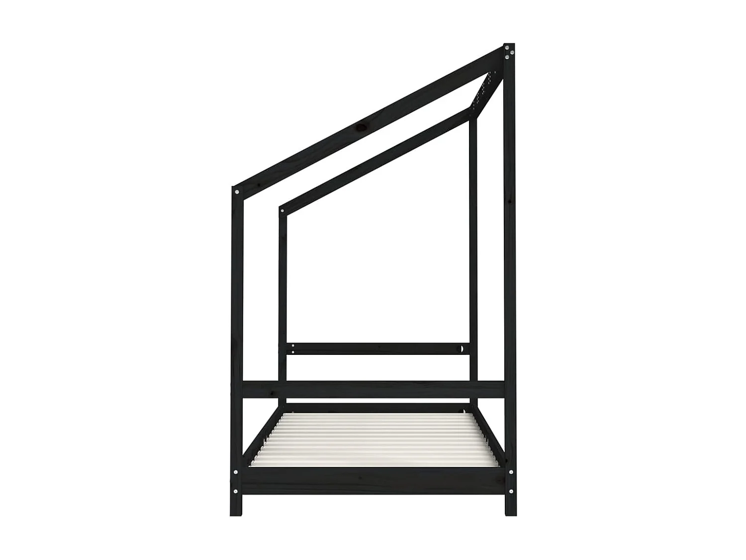 Giroletto per Bambini Nero 90x190 cm in Legno Massello di Pino