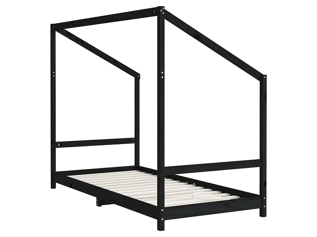 Kinderbedframe 90x190 cm massief grenenhout zwart