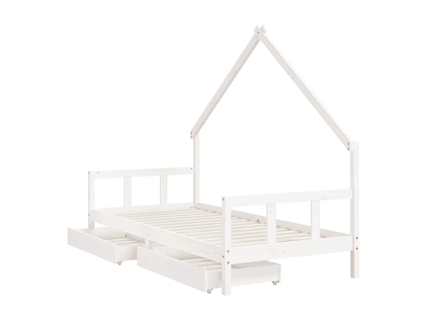 Cadre de lit enfant tiroirs blanc 90x200 cm bois de pin massif