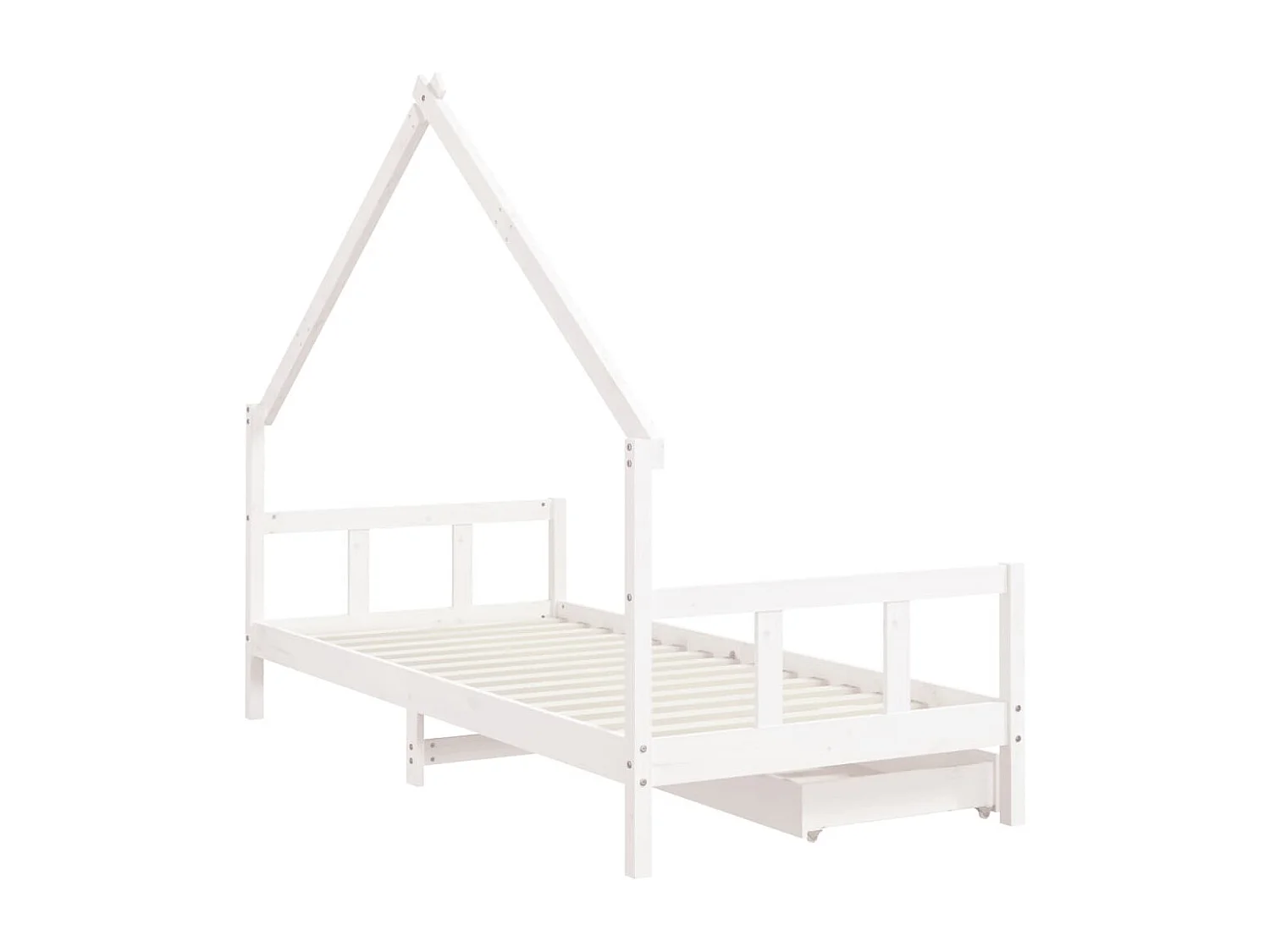 Cadre de lit enfant tiroirs blanc 90x200 cm bois de pin massif