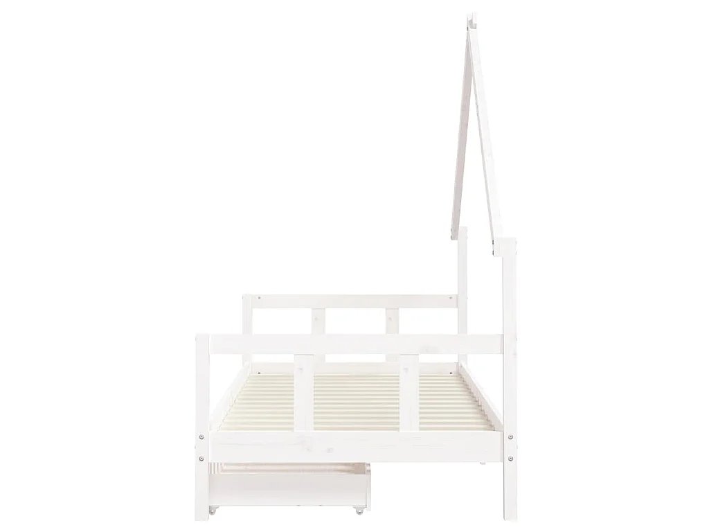 Cadre de lit enfant tiroirs blanc 90x200 cm bois de pin massif