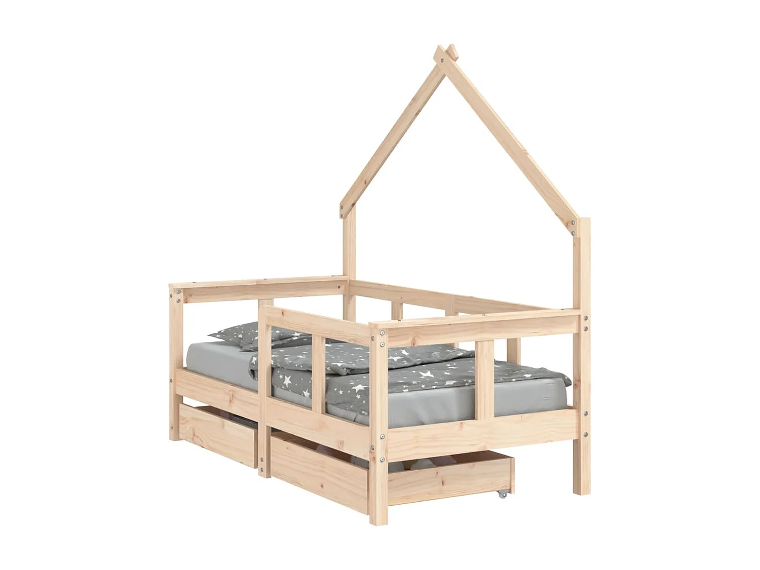 Estructura de cama para niños con cajones madera pino 70x140 cm