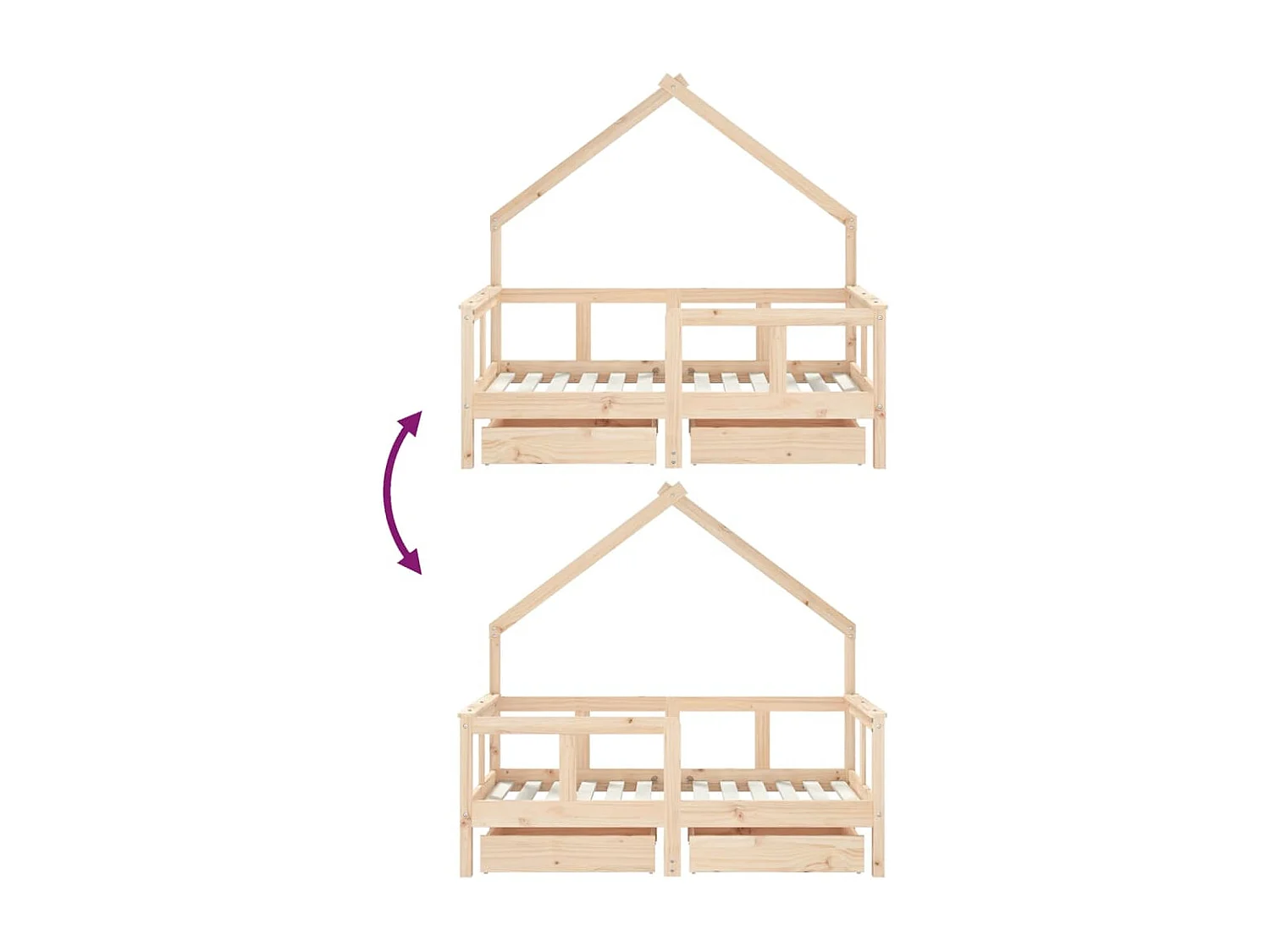 Estructura de cama para niños con cajones madera pino 70x140 cm