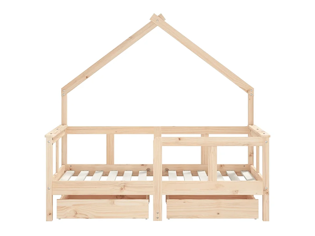 Cadre de lit enfant avec tiroirs 70x140 cm bois de pin massif