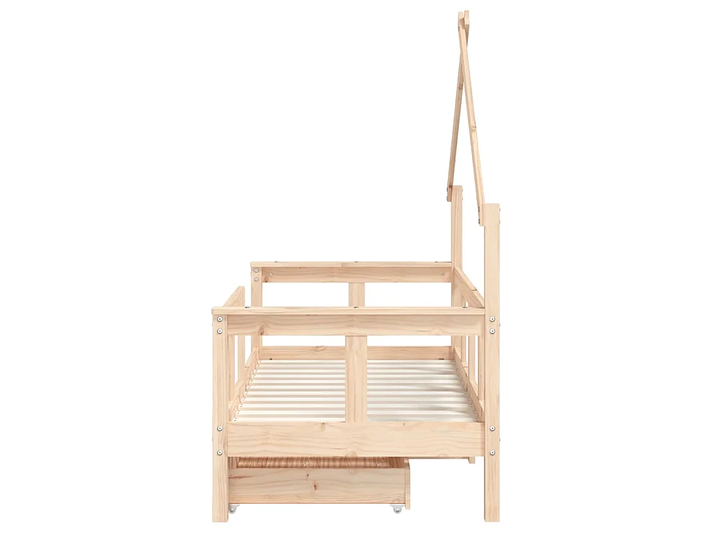 Cadre de lit enfant avec tiroirs 70x140 cm bois de pin massif