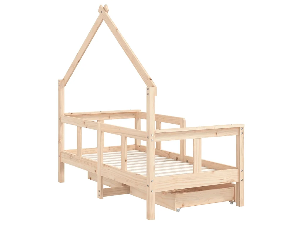 Cadre de lit enfant avec tiroirs 70x140 cm bois de pin massif