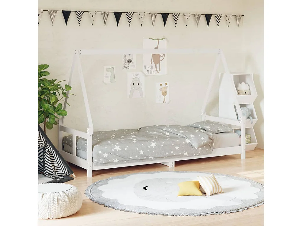 Estrutura de cama infantil 80x200 cm pinho maciço branco