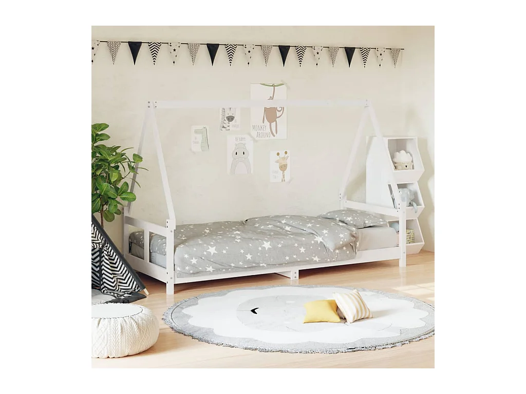 Cadre de lit pour enfants blanc 80x200 cm bois de pin massif