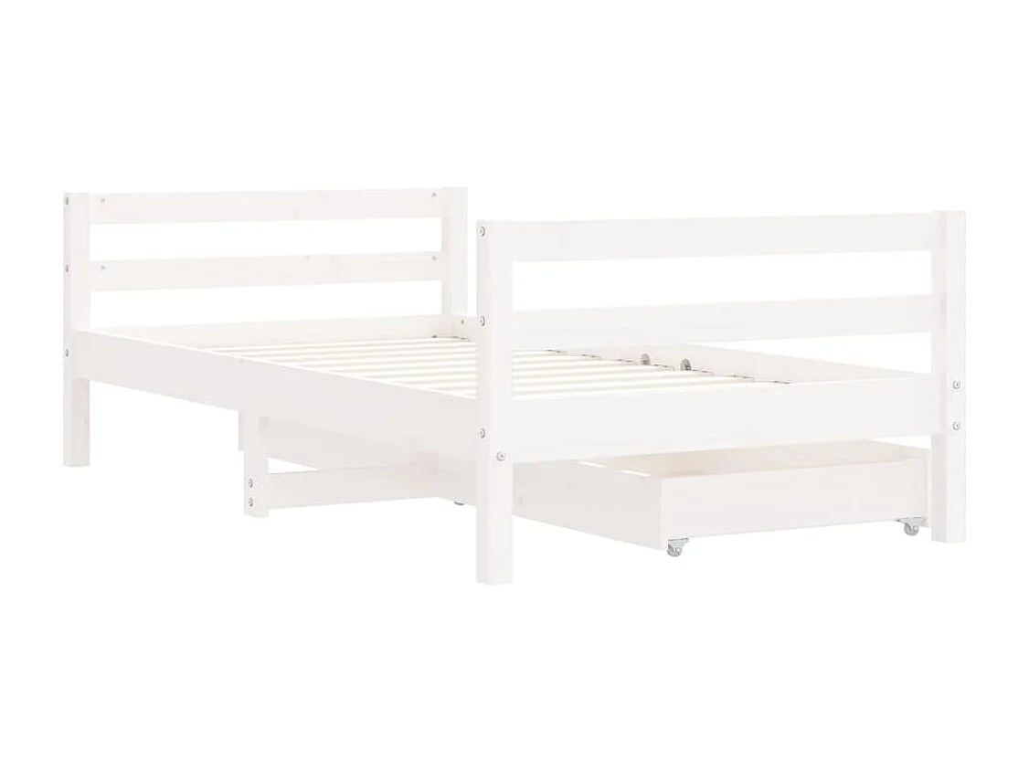 Cadre de lit pour enfant tiroirs blanc 80x160cm bois pin massif