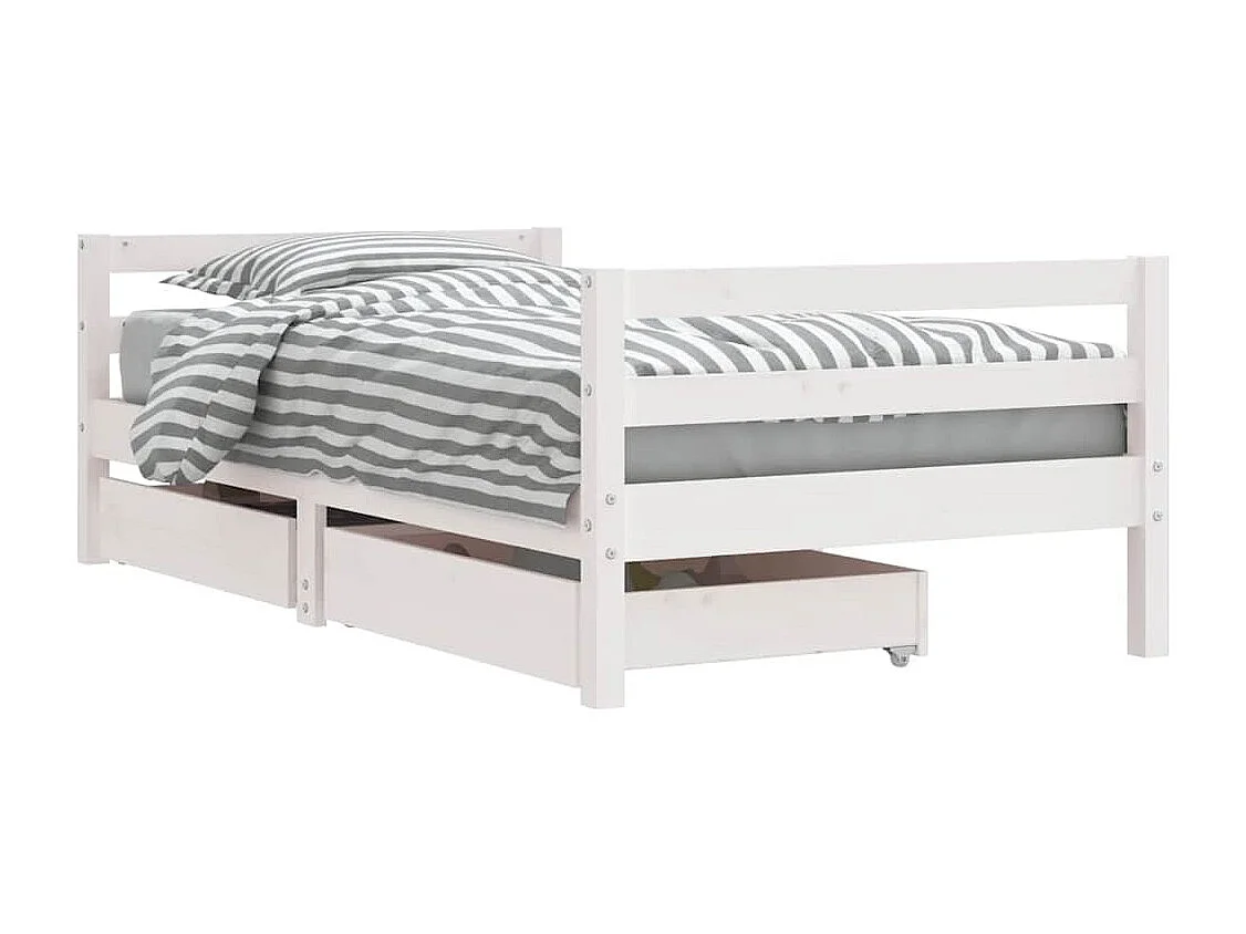 Estrutura cama infantil c/ gavetas 80x160cm pinho maciço branco