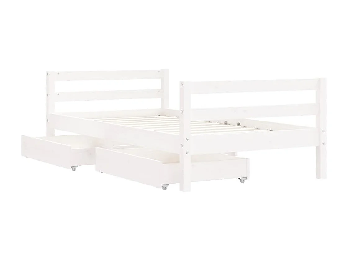 Estrutura cama infantil c/ gavetas 80x160cm pinho maciço branco