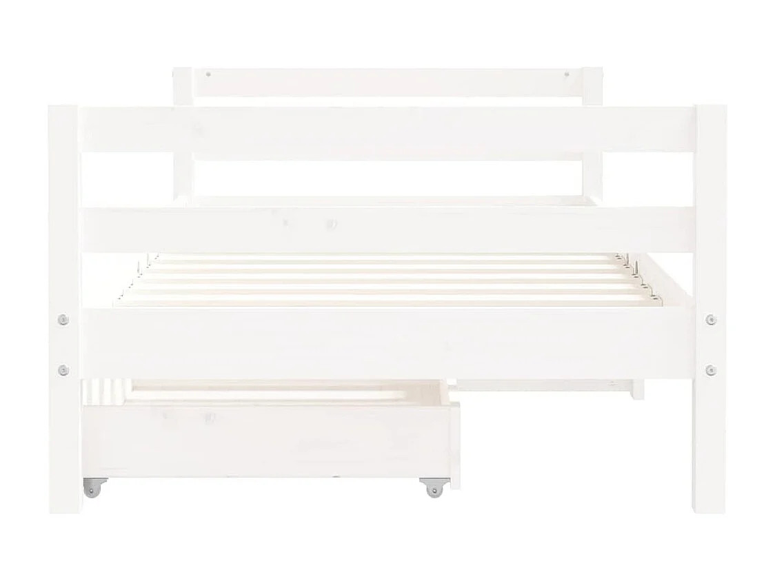 Estrutura cama infantil c/ gavetas 80x160cm pinho maciço branco