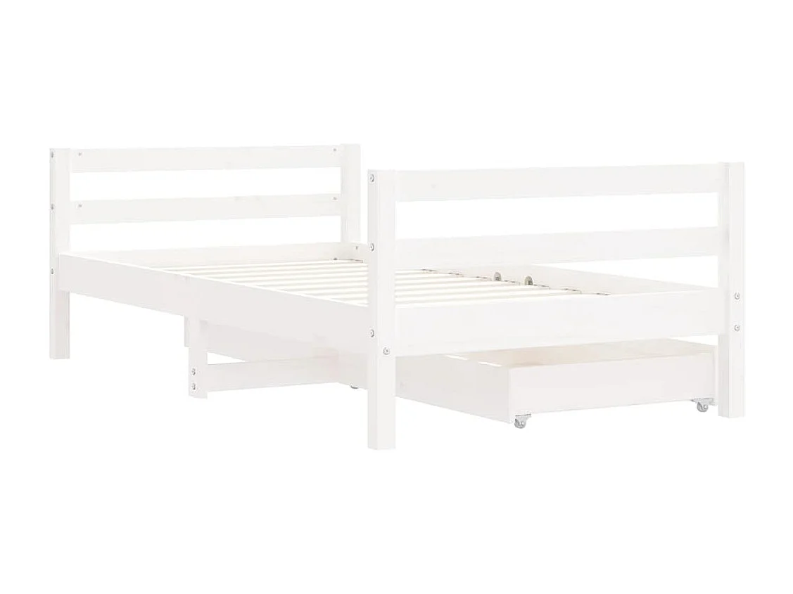 Estrutura cama infantil c/ gavetas 80x160cm pinho maciço branco