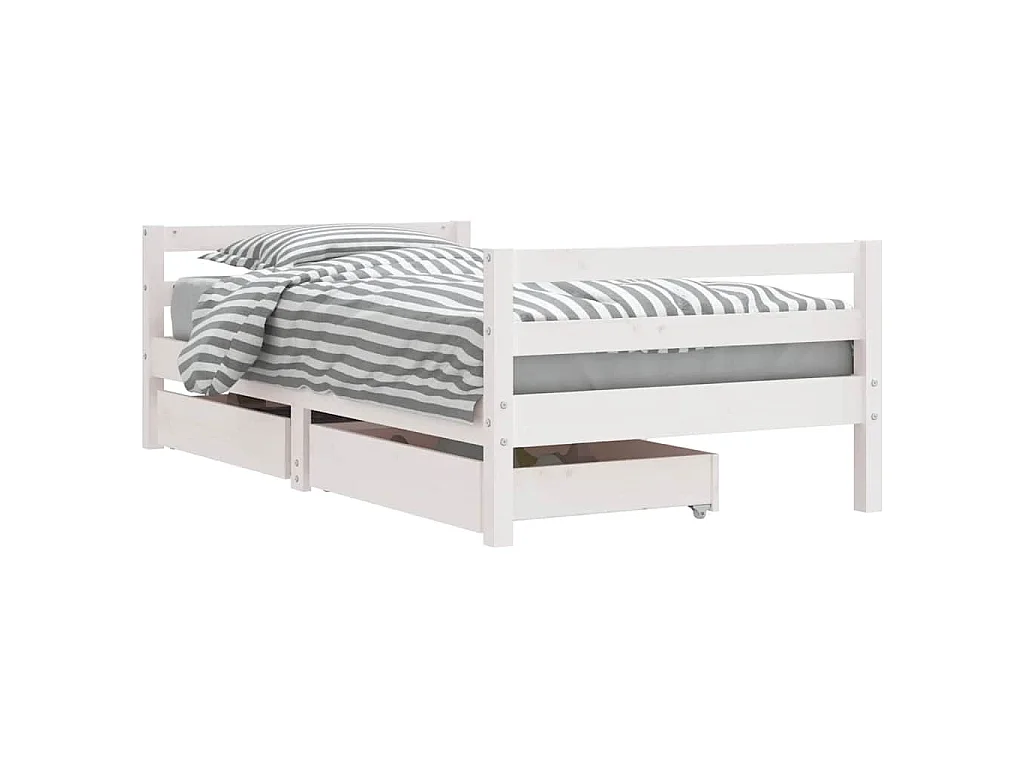 Kinderbedframe met lades 80x160 cm massief grenenhout wit