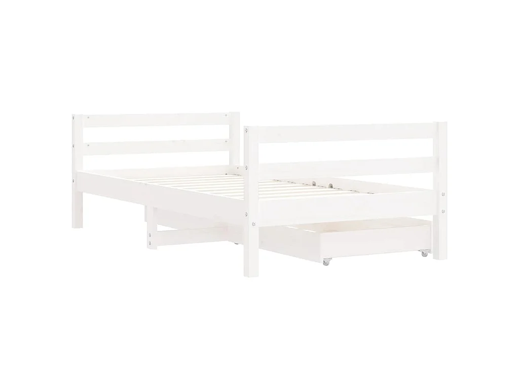 Kinderbedframe met lades 80x160 cm massief grenenhout wit