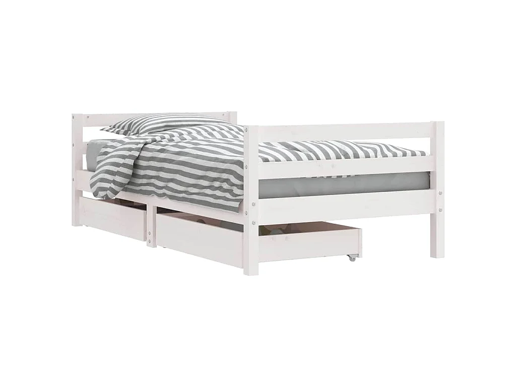 Cadre de lit pour enfant tiroirs blanc 80x160cm bois pin massif