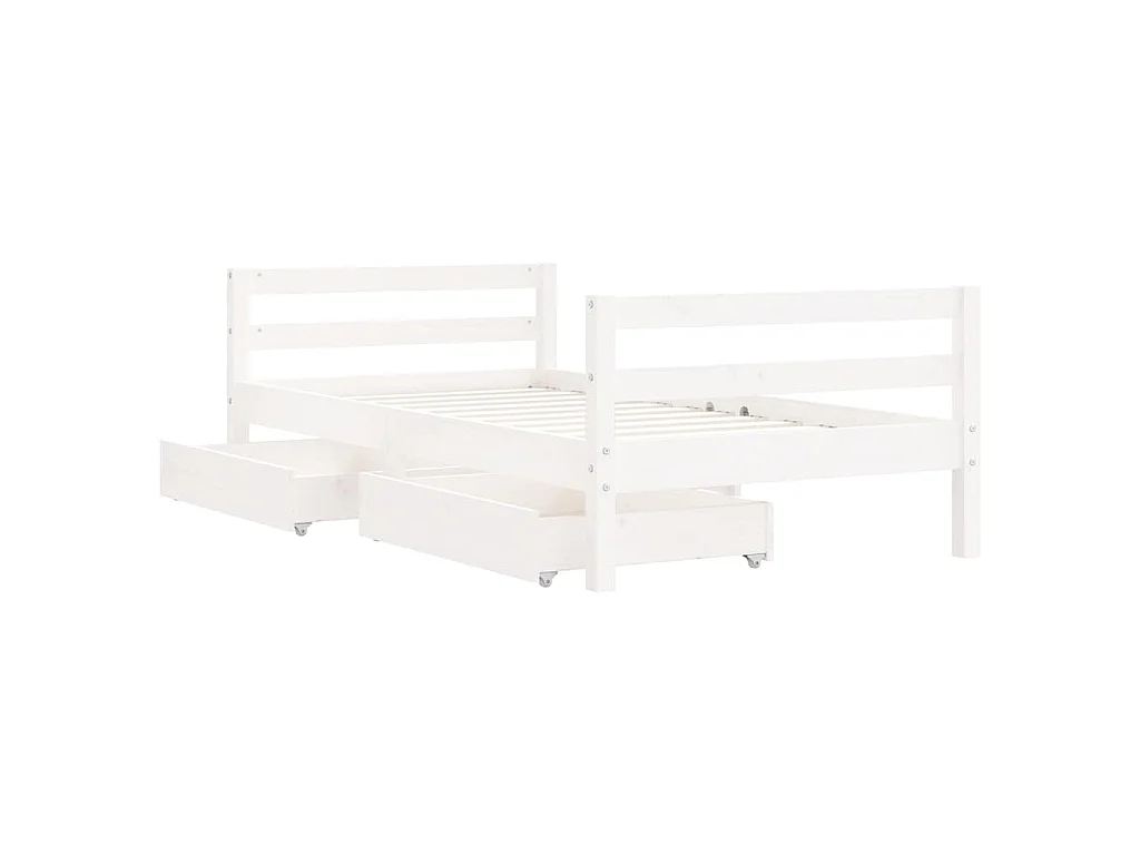 Cadre de lit pour enfant tiroirs blanc 80x160cm bois pin massif