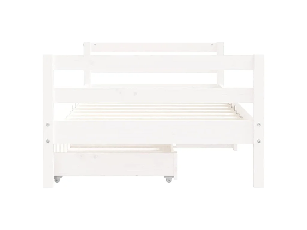 Cadre de lit pour enfant tiroirs blanc 80x160cm bois pin massif