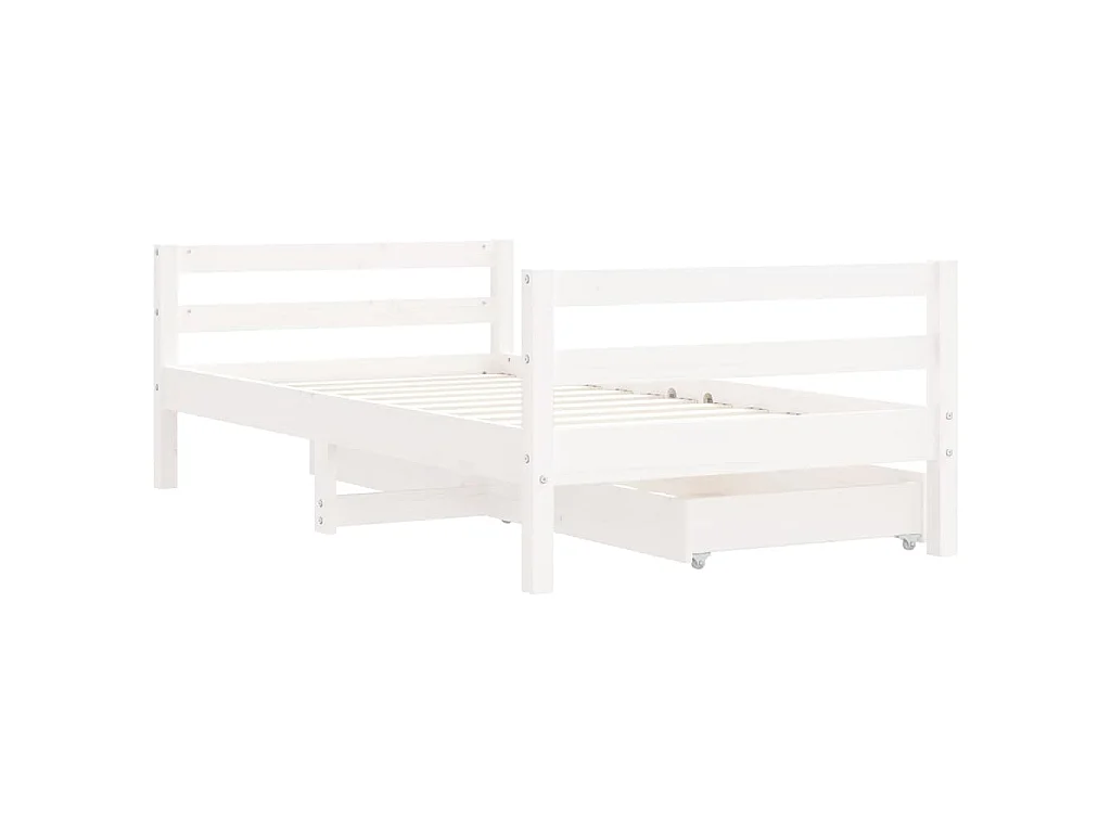 Cadre de lit pour enfant tiroirs blanc 80x160cm bois pin massif