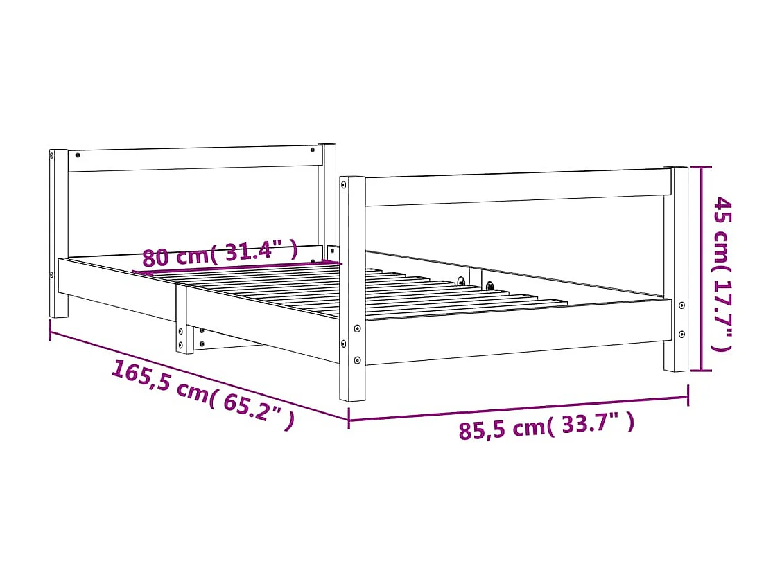 Kinderbett 80x160 cm Massivholz Kiefer