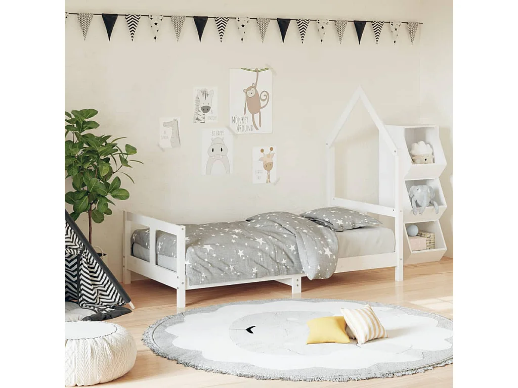 Cadre de lit pour enfant blanc 80x160 cm bois de pin massif