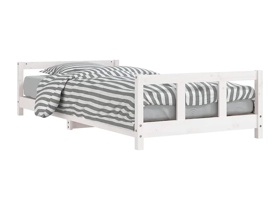 Cadre de lit pour enfants blanc 90x200 cm bois de pin massif