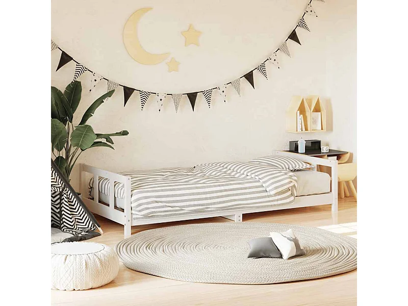 Cadre de lit pour enfants blanc 90x200 cm bois de pin massif