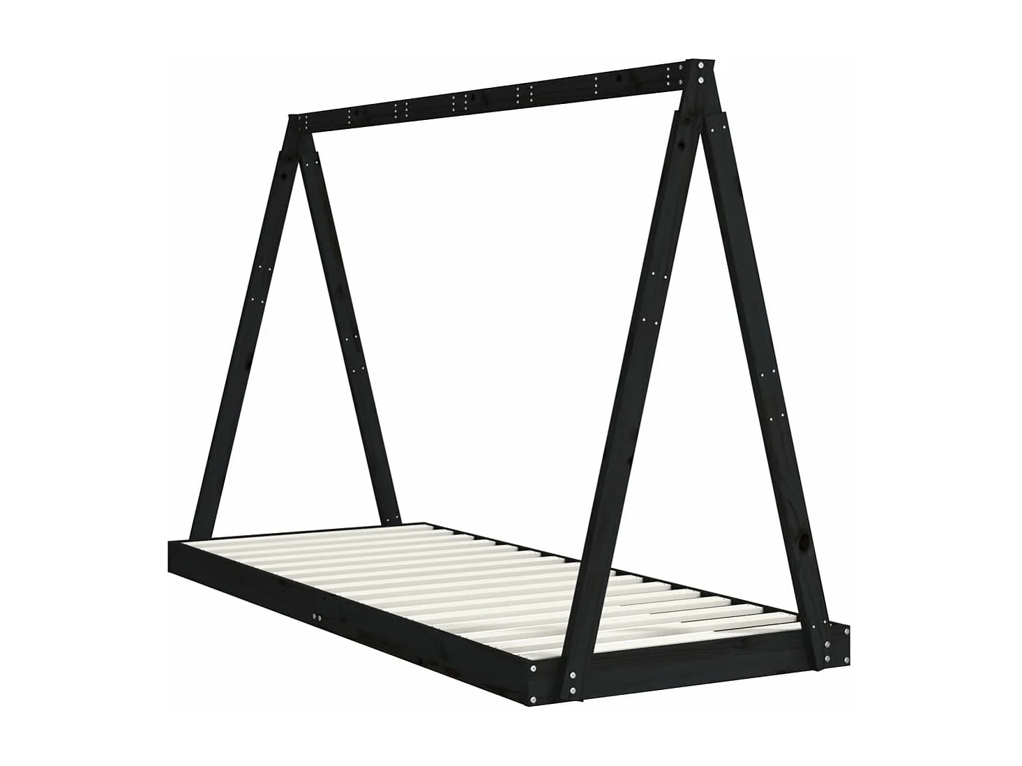 Estrutura de cama infantil 80x200 cm pinho maciço preto