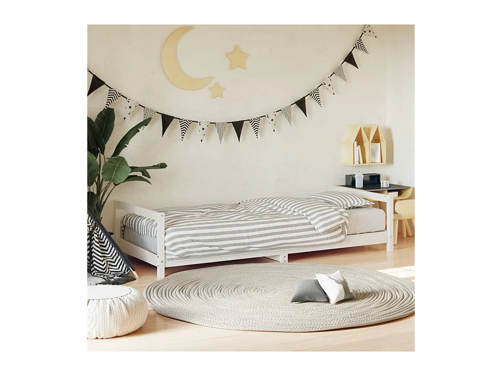 Cadre de lit pour enfants blanc 80x200 cm bois de pin massif