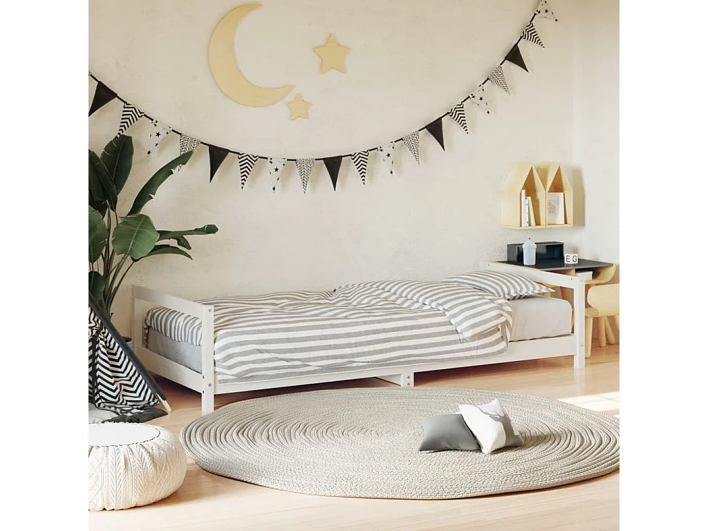 Giroletto per Bambini Bianco 80x200cm in Legno Massello di Pino