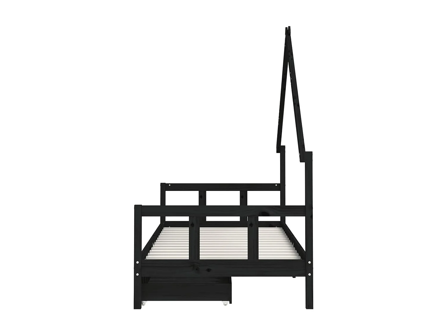 Cadre de lit enfant avec tiroirs noir 90x200 cm bois pin massif