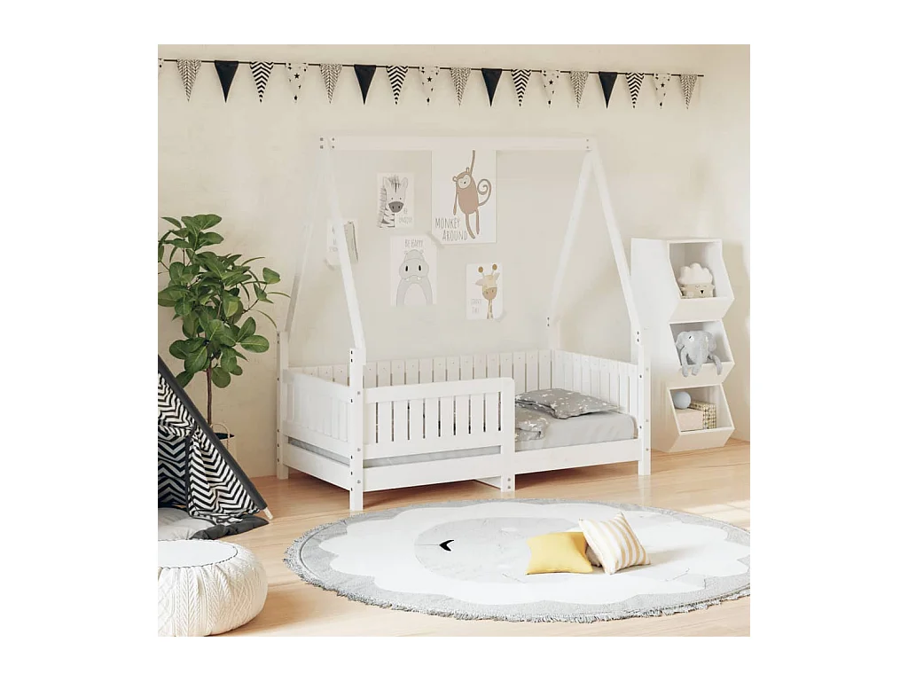 Cadre de lit pour enfant blanc 70x140 cm bois de pin massif