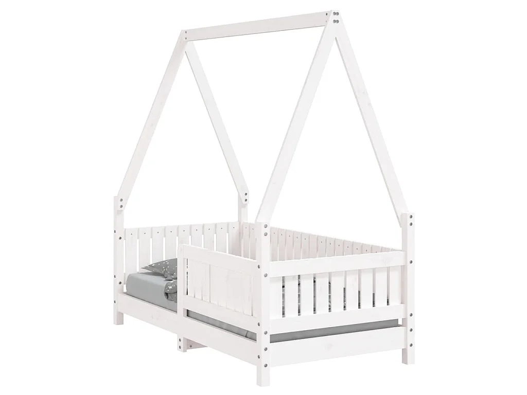 Cadre de lit pour enfant blanc 70x140 cm bois de pin massif