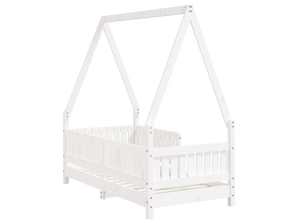 Cadre de lit pour enfant blanc 70x140 cm bois de pin massif