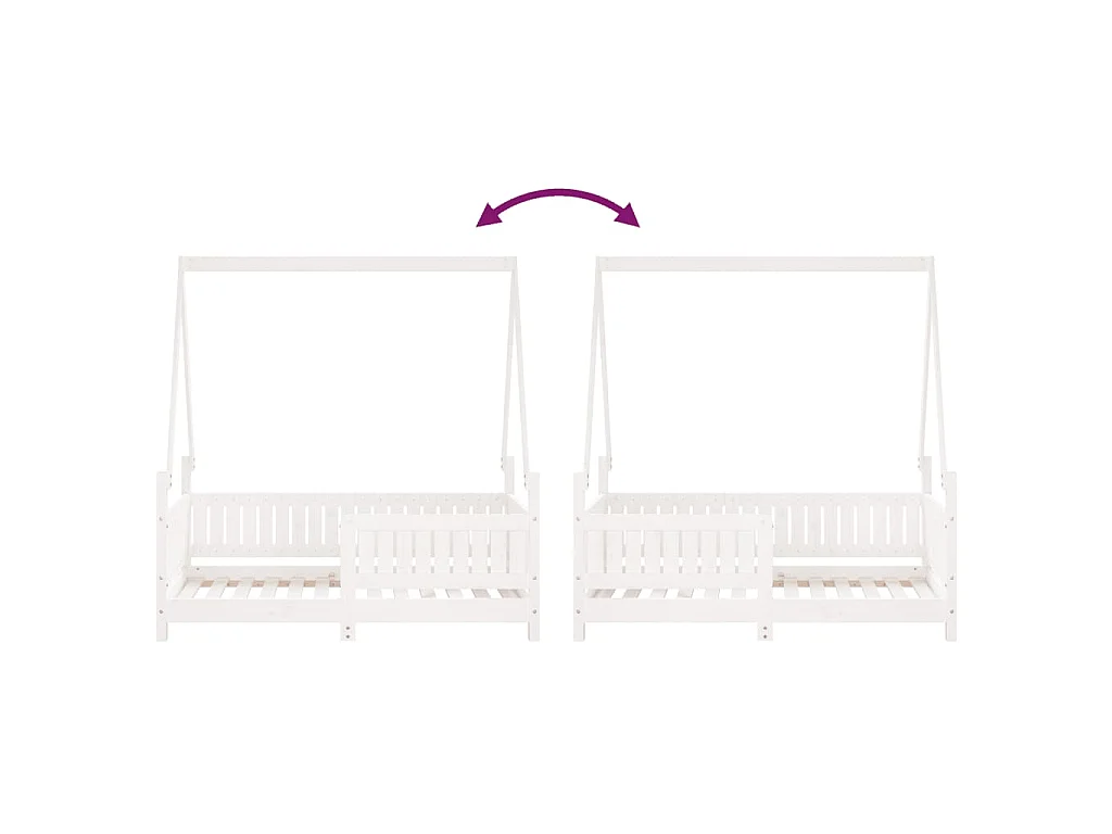 Cadre de lit pour enfant blanc 70x140 cm bois de pin massif