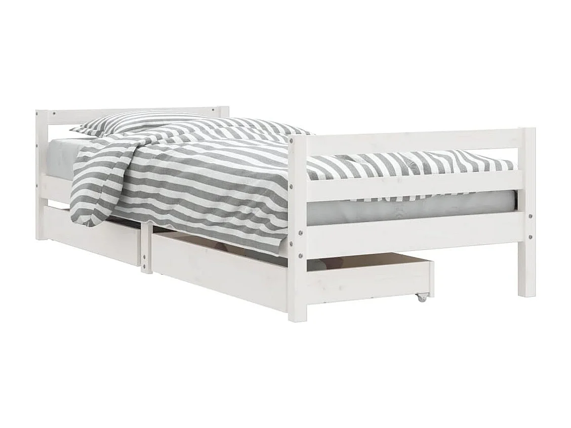Kinderbedframe met lades 90x190 cm massief grenenhout wit