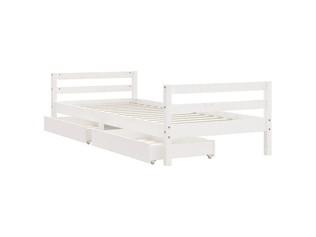 Cadre de lit d'enfants tiroirs blanc 90x190 cm bois pin massif