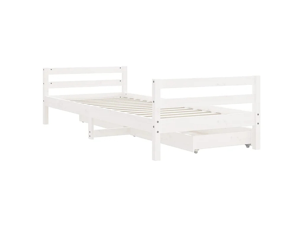 Cadre de lit d'enfants tiroirs blanc 90x190 cm bois pin massif