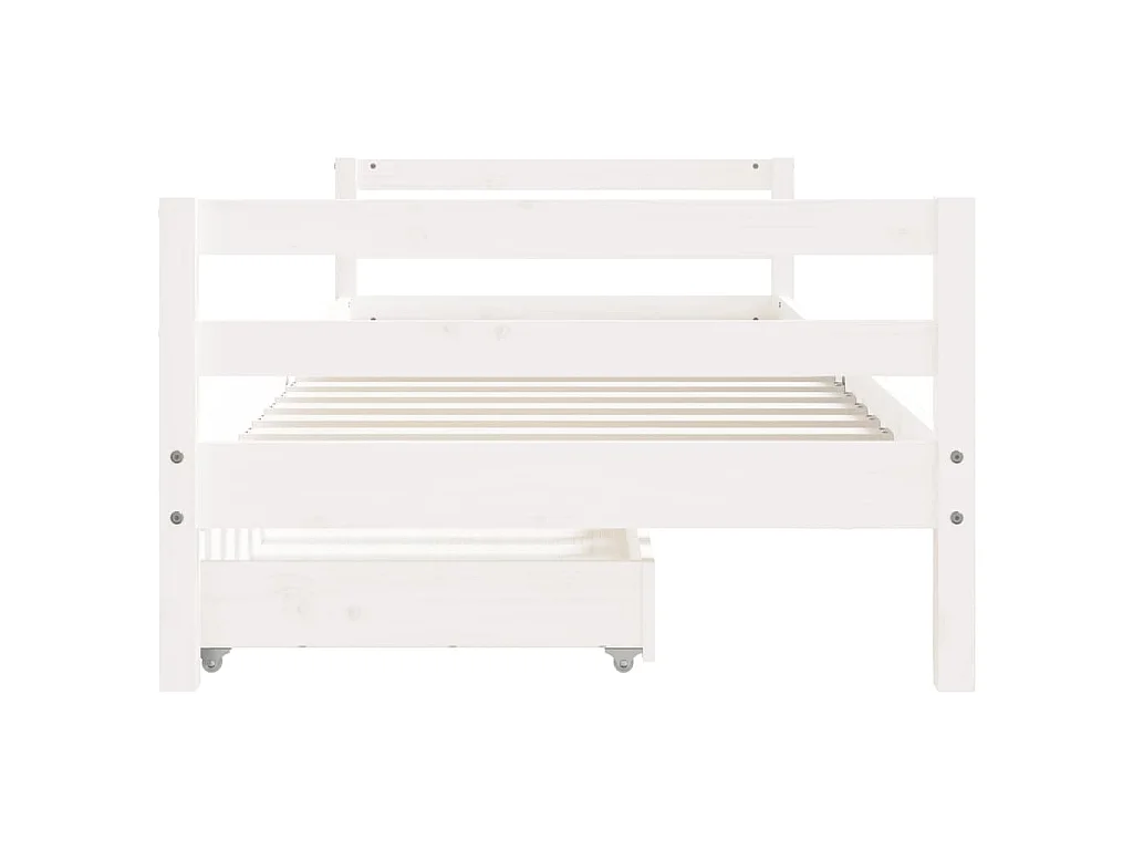 Cadre de lit d'enfants tiroirs blanc 90x190 cm bois pin massif
