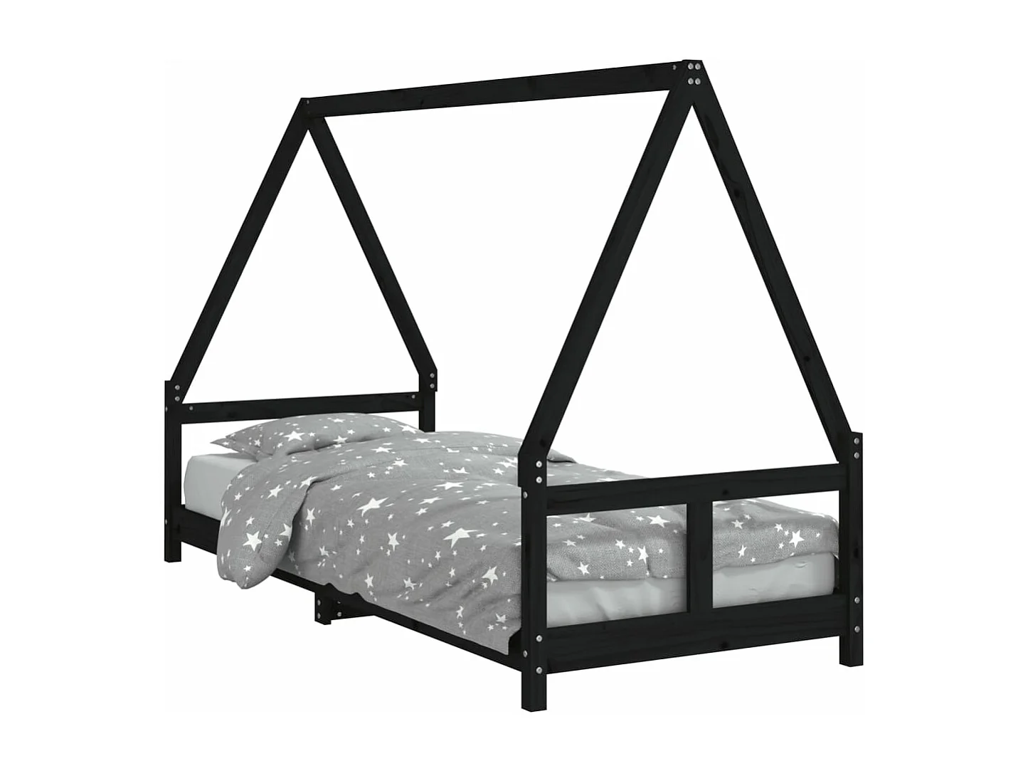 Estructura de cama para niños madera de pino negro 80x200 cm