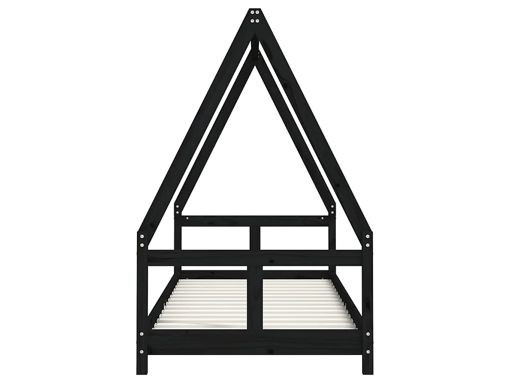 Cadre de lit pour enfants noir 80x200 cm bois de pin massif