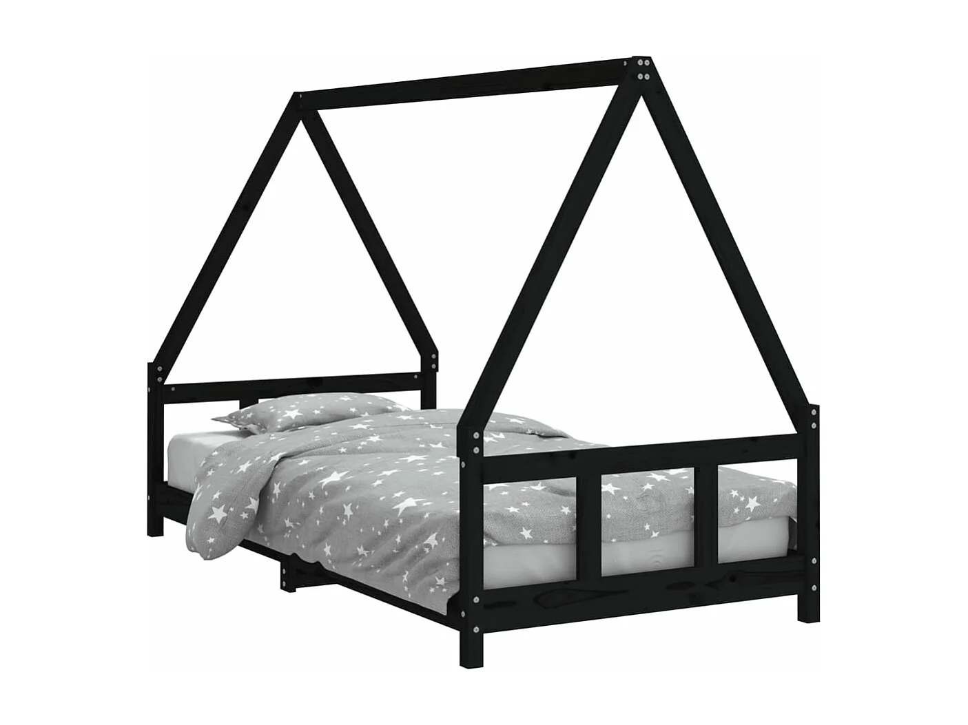 Kinderbedframe 90x190 cm massief grenenhout zwart