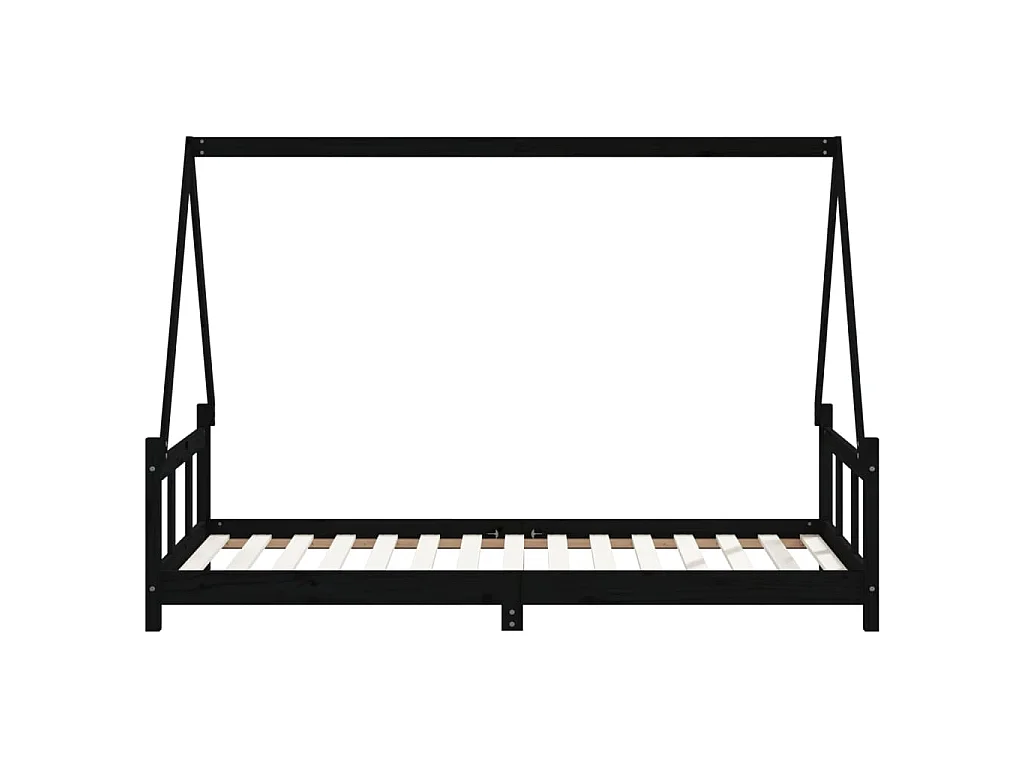 Kinderbett Schwarz 90x190 cm Massivholz Kiefer