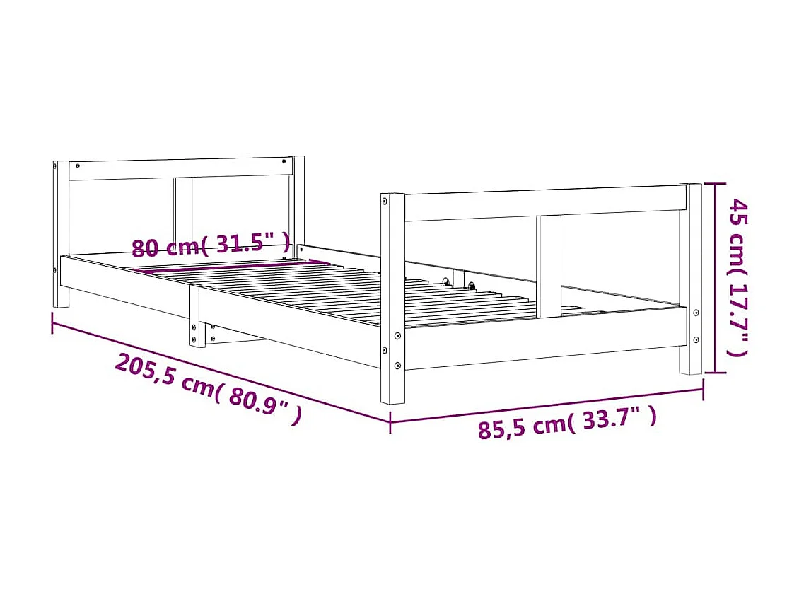 Kinderbedframe 80x200 cm massief grenenhout