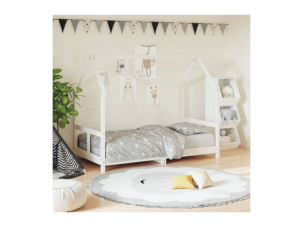 Cadre de lit pour enfant blanc 80x160 cm bois de pin massif