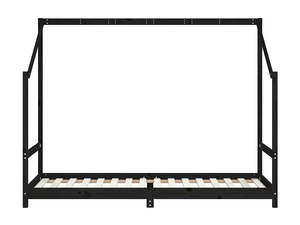 Giroletto per Bambini Nero 80x200 cm in Legno Massello di Pino