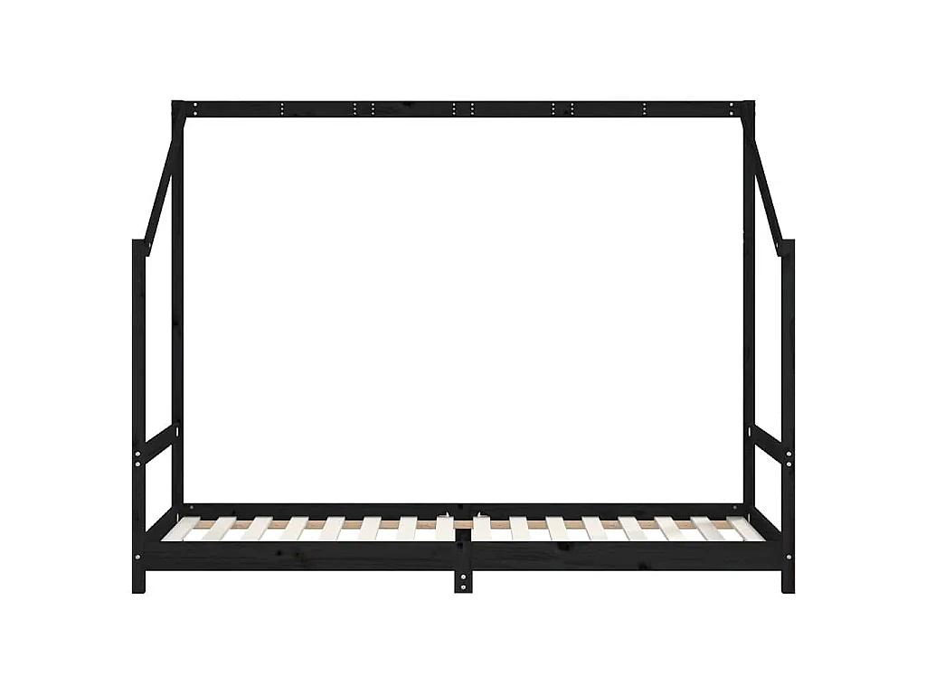 Estrutura de cama infantil 80x200 cm pinho maciço preto