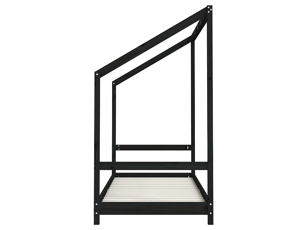 Estrutura de cama infantil 80x200 cm pinho maciço preto