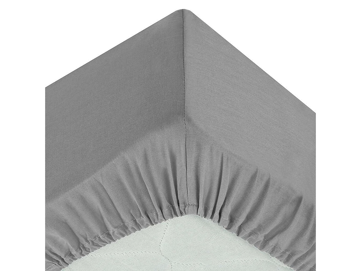 Drap Housse 1 Personne "Percale" 90x190cm Gris