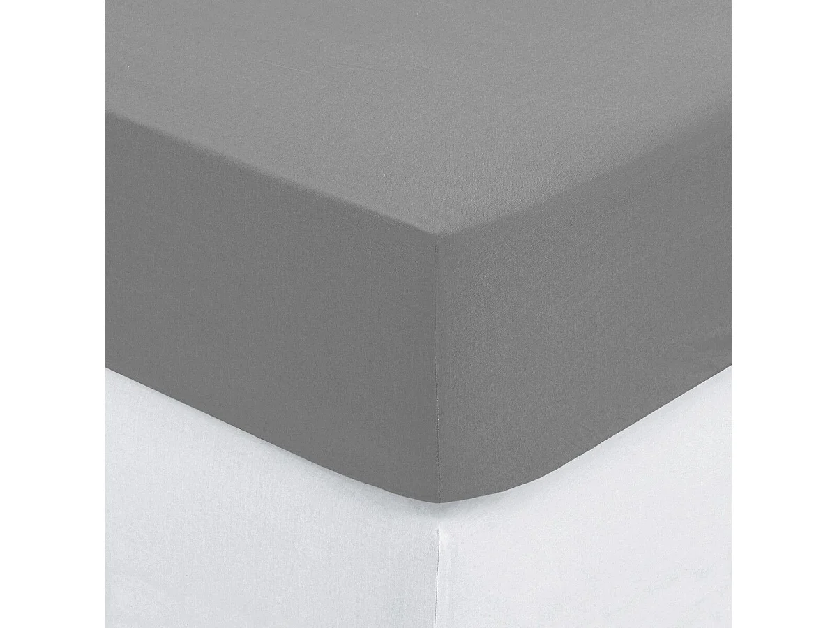 Drap Housse 1 Personne "Percale" 90x190cm Gris